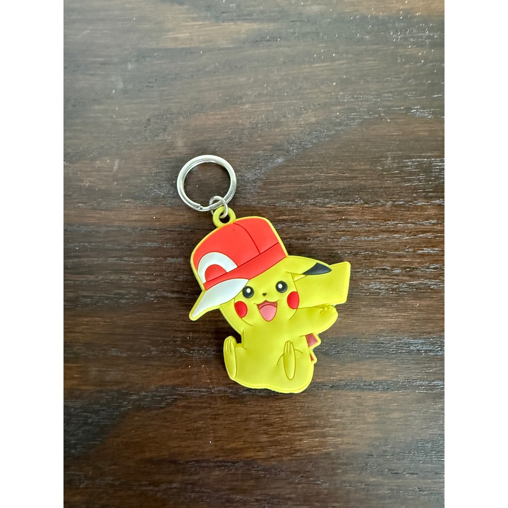 Pokemon Pikachu Keychain Ash Ketchum Hat Rubber Charm 2016 Nintendo